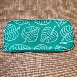 Nintendo Switch Lite Animal Crossing Aloha Leaf Zipper Case Green White GUC